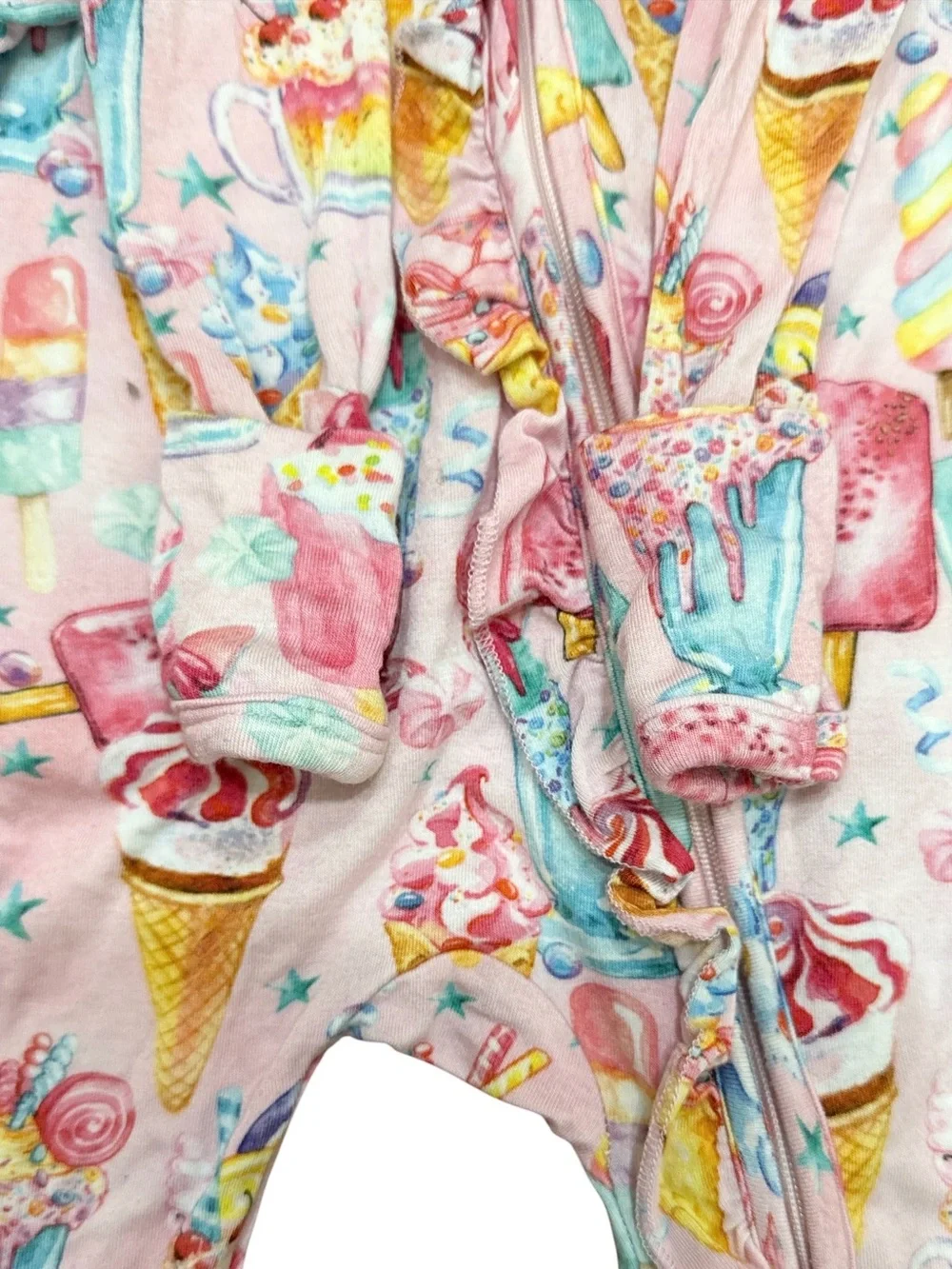 Posh Peanut Priscilla Bamboo Ice Cream Treat Footed Zippy Girls Size 0-3 Months